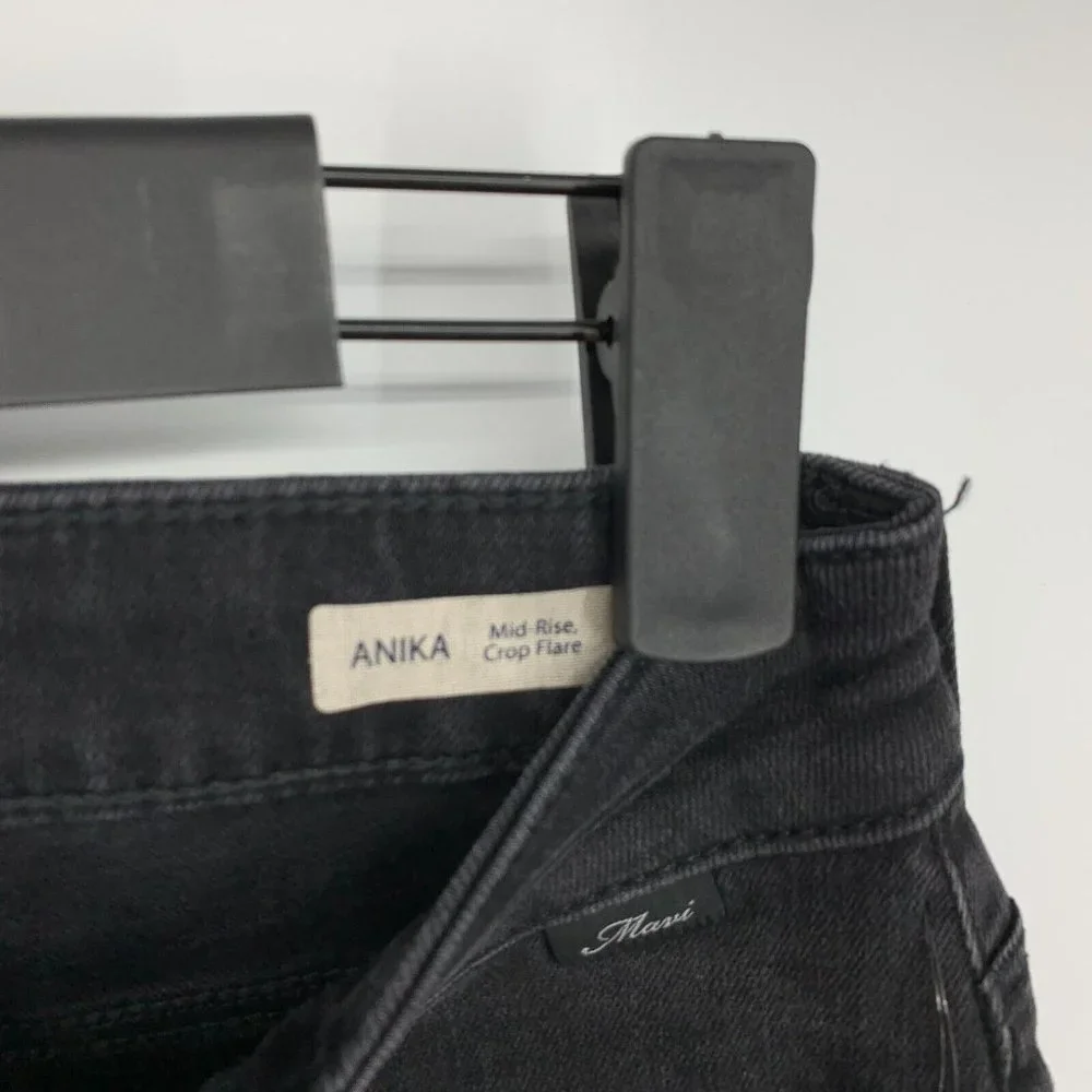 Mavi Jeans Black Anika Mid Rise Crop Flare Raw Hem NWT - Picture 3 of 11